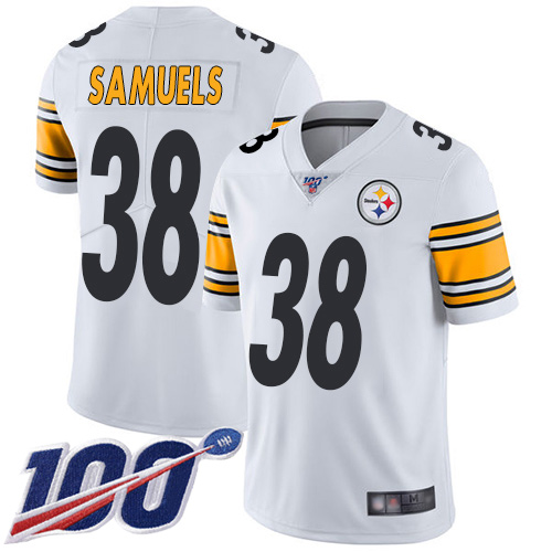 Youth Pittsburgh Steelers Football #38 Limited White Jaylen Samuels Road 100th Season Vapor Untouchable Nike NFL Jersey->women nfl jersey->Women Jersey